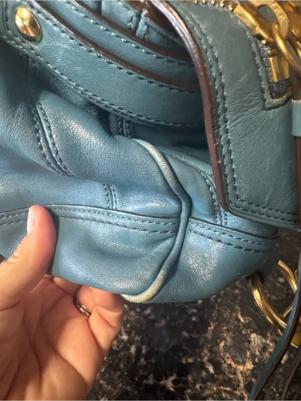 Coach Hamptons Lindsay Satchel 12475 Teal Leather 2008 Rare Y2K